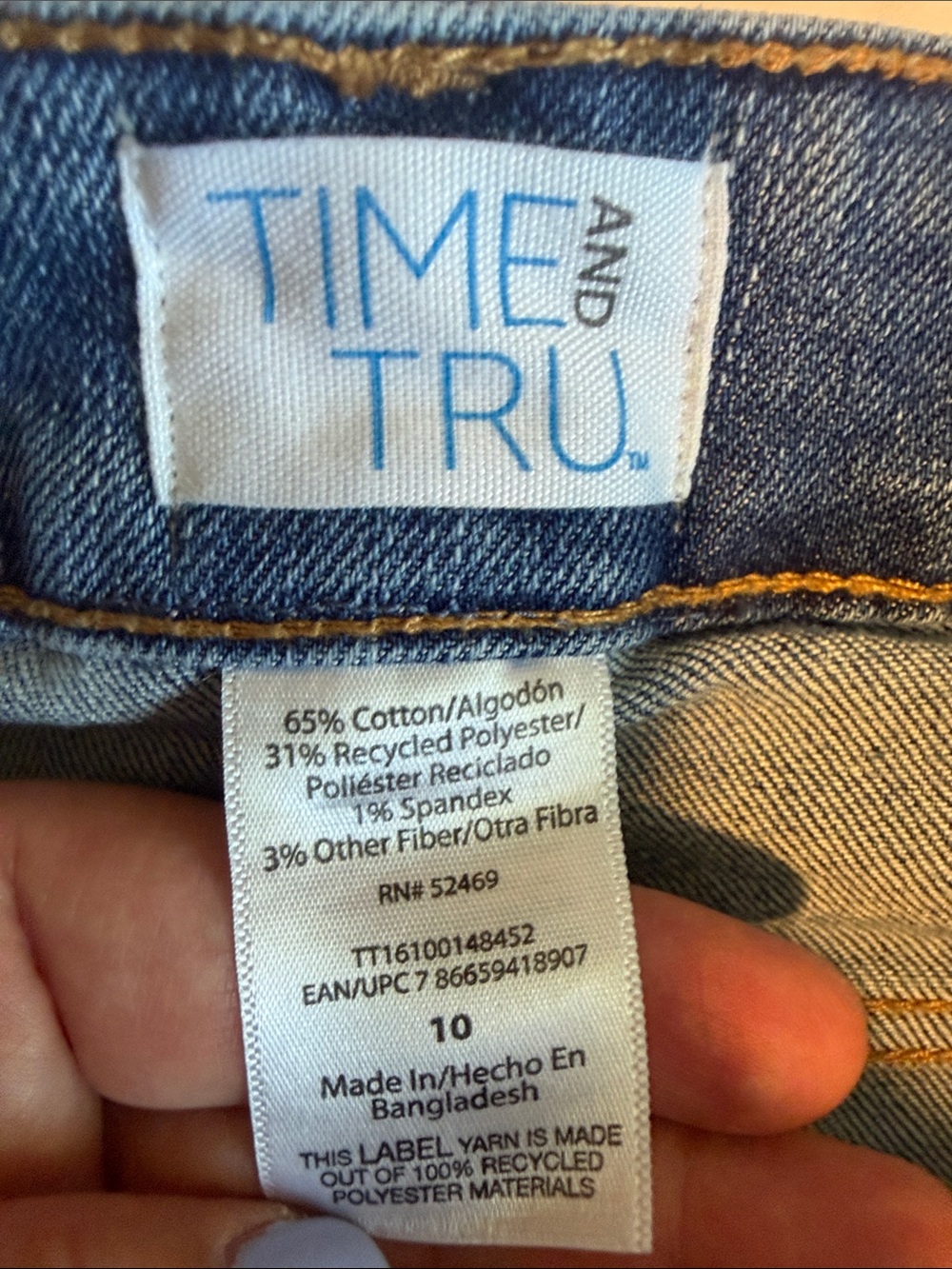 Time and Tru Medium Blue Rolled Cuff Straight Jeans - Picture 6 of 6